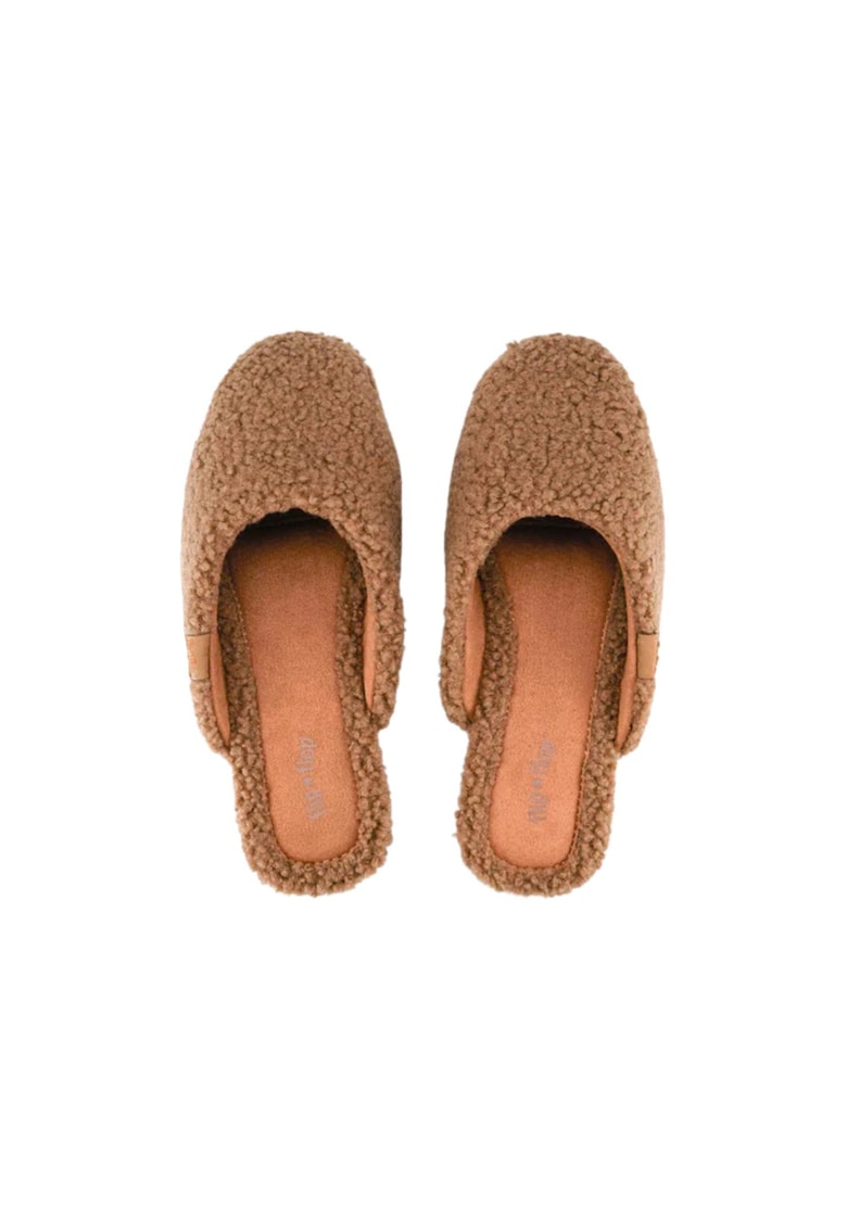 Papuci de casa din material teddy -
