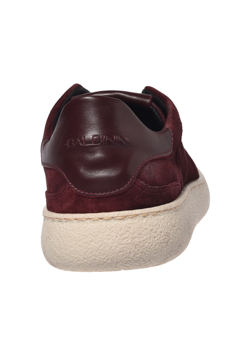 Pantofi sport low-cut din piele intoarsa - Visiniu/Crem