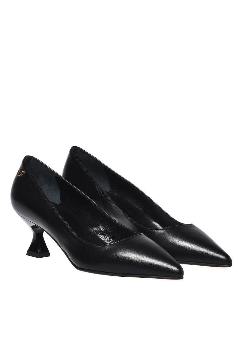 Pantofi din piele cu varf ascutit - Negru