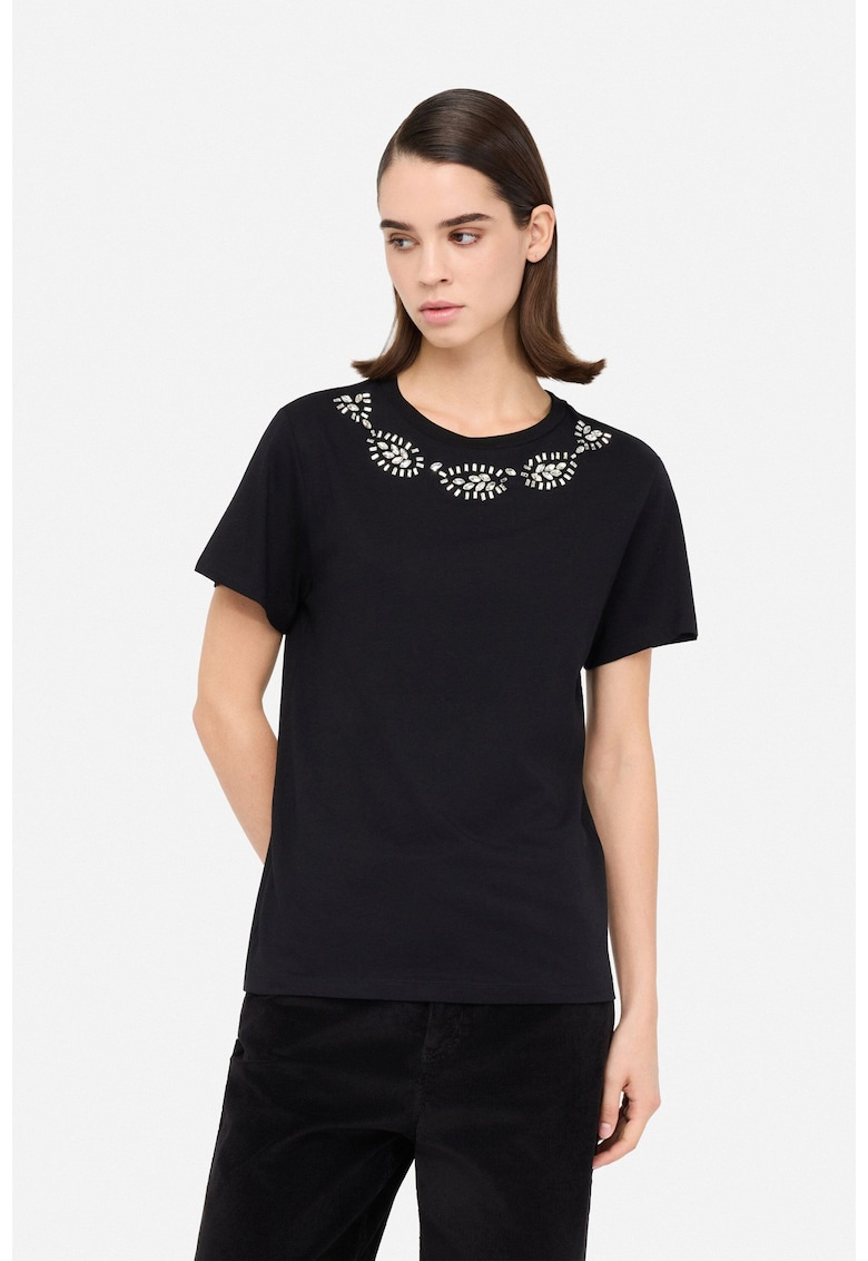 Tricou din bumbac cu strasuri
