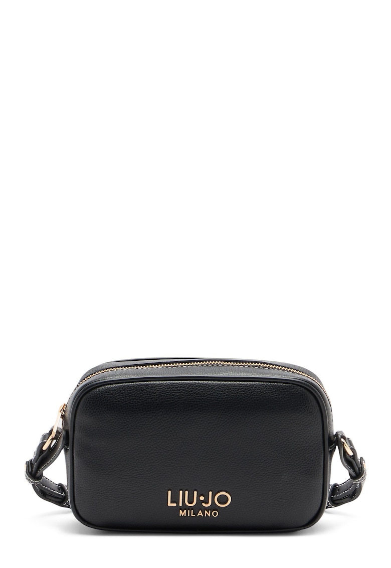 Geanta crossbody mica din piele ecologica cu logo - Negru