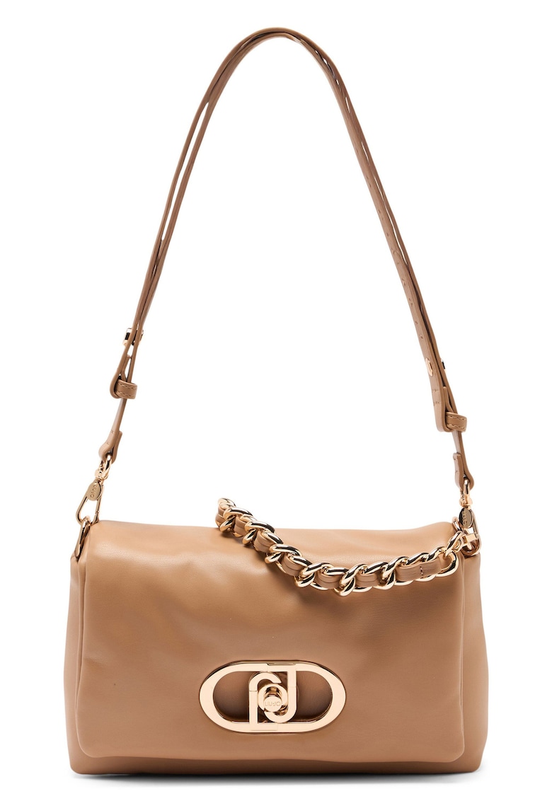 Geanta crossbody din piele ecologica cu logo LaPuffy - Caramel