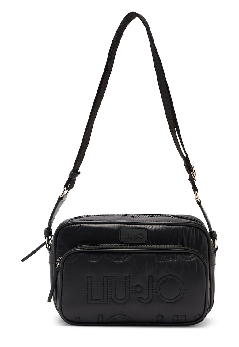 Geanta crossbody cu buzunar cu fermoar - Negru