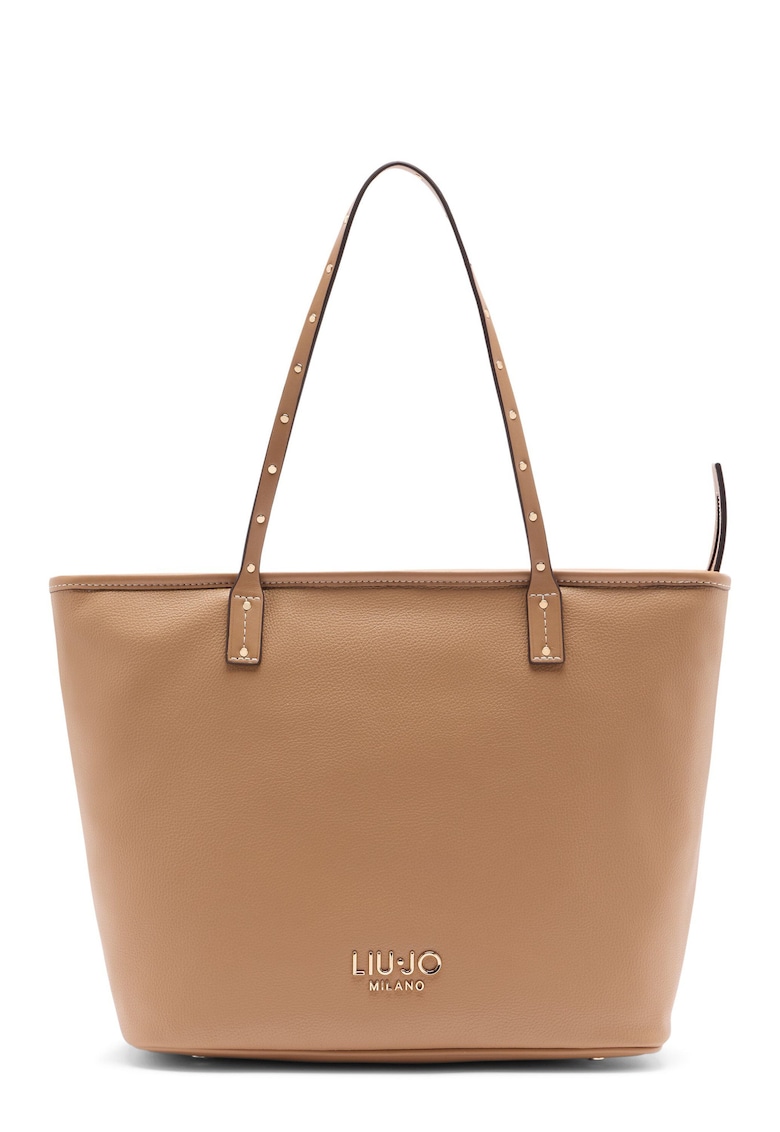 Geanta tote cu detaliu logo - Caramel