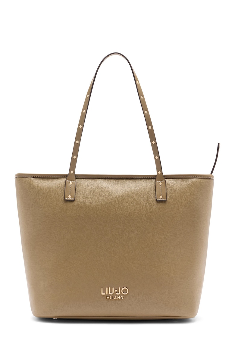 Geanta tote cu detaliu logo - Maro/Bej