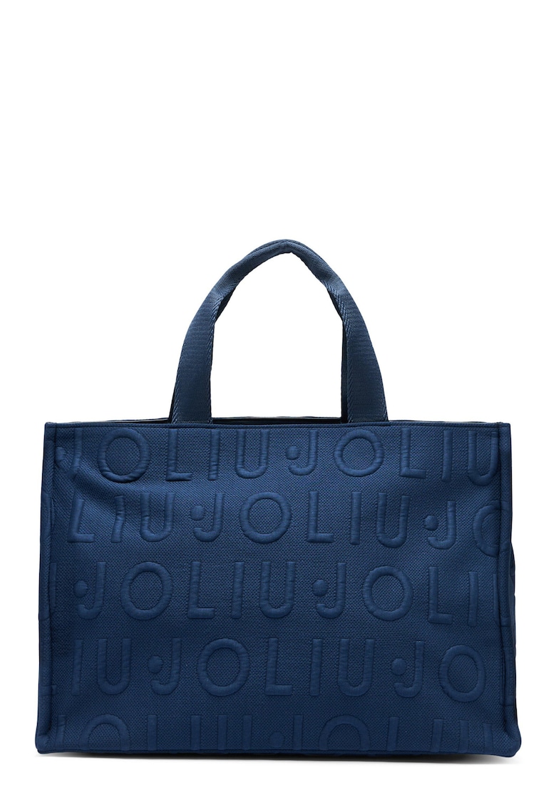 Geanta shopper tricotata cu model logo - Negru