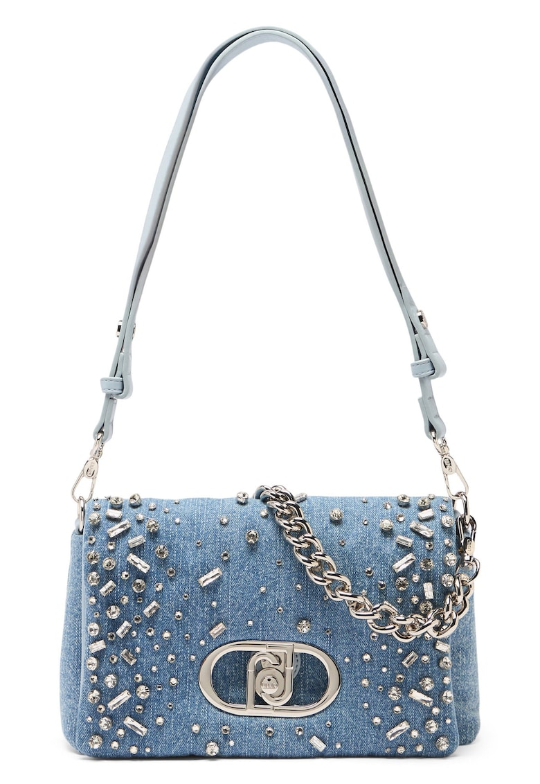 Geanta de denim cu bareta de umar Lapuffy - Albastru petrol