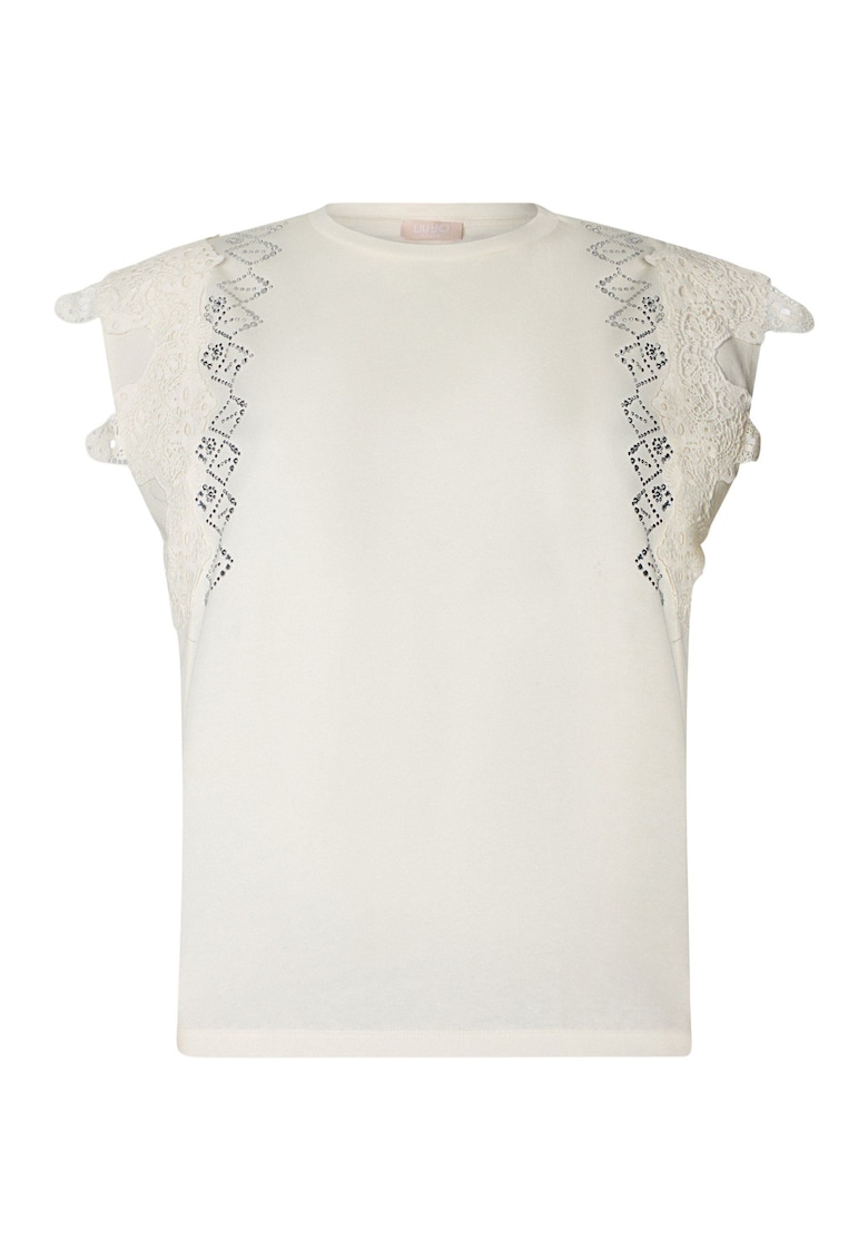 Tricou cu detalii macrame - Alb