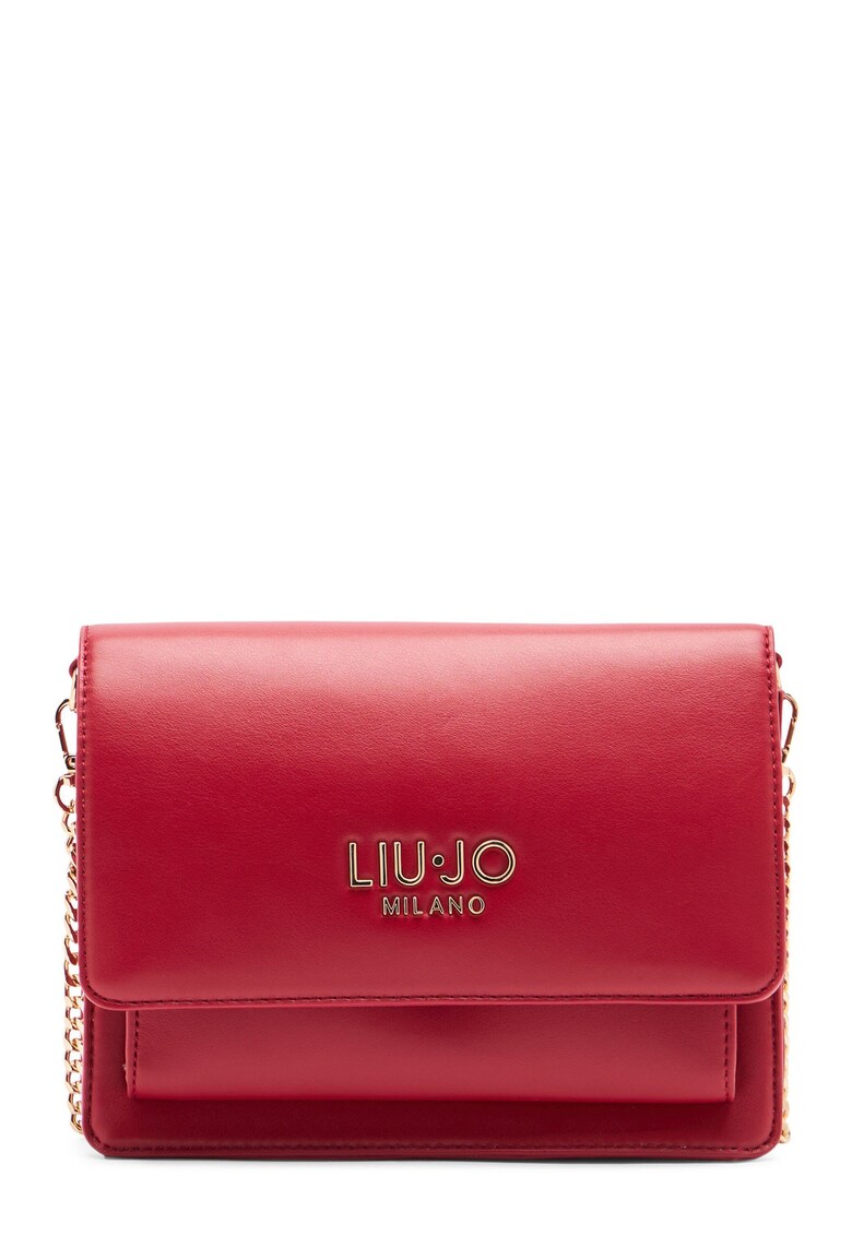 Geanta crossbody cu clapa si bareta din lant - Rosu