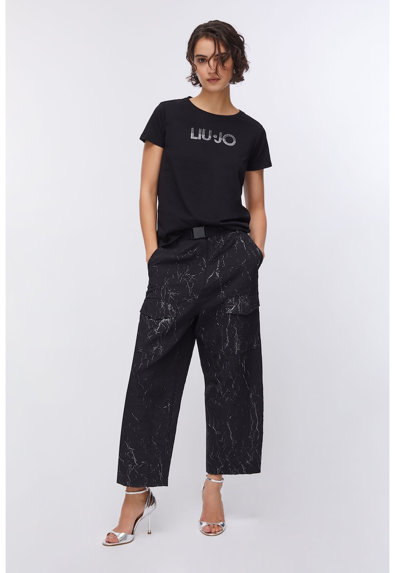 Pantaloni cargo cu croiala ampla si dreapta - Negru