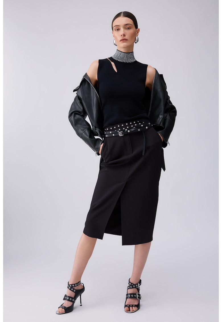 Fusta midi cu buzunare - Negru