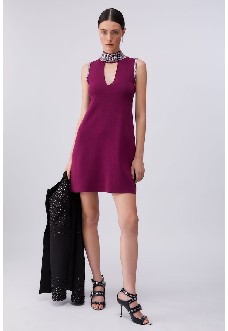 Rochie tricotata cu strasuri - Violet
