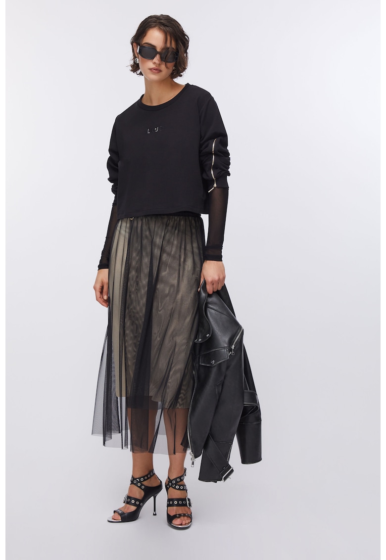 Bluza de trening lejera cu maneci cazute - Negru