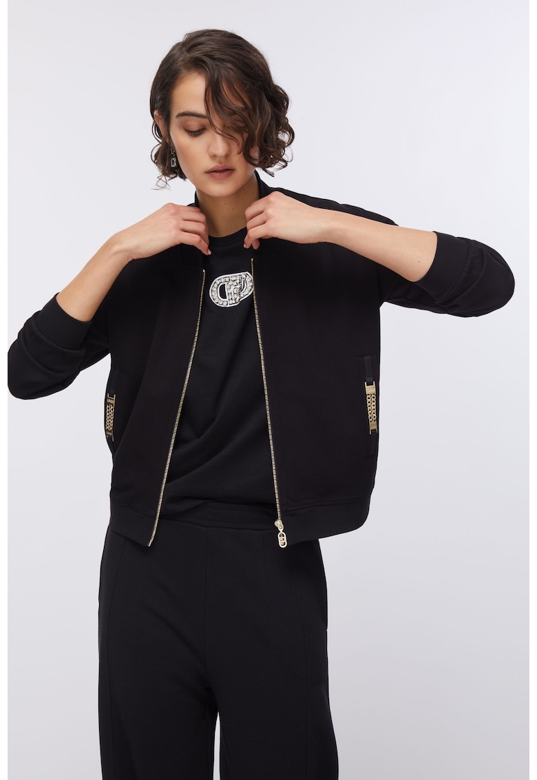 Jacheta bomber cu detalii metalice - Negru