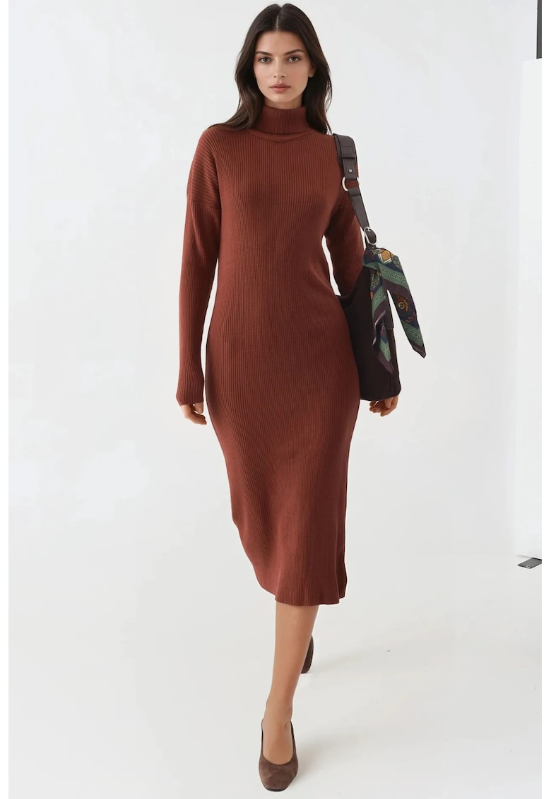 Rochie tricotata - mulata - maro - tricot -