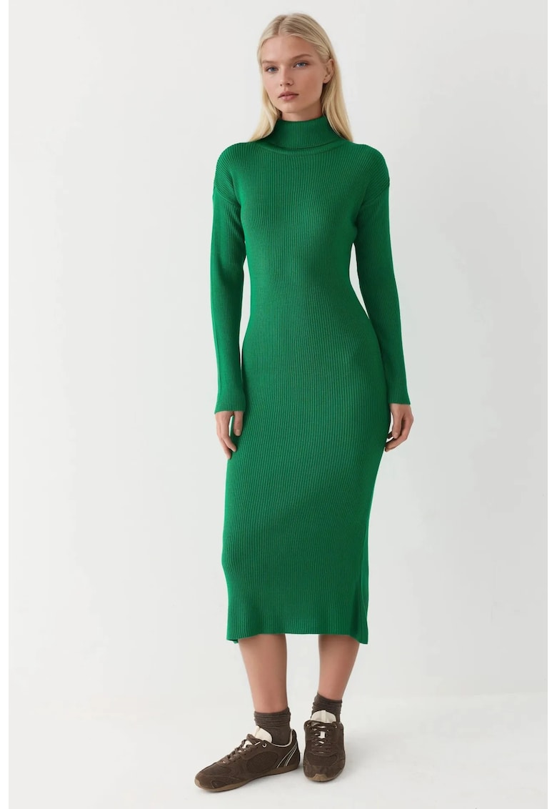 Rochie tricotata - bodycon - verde -