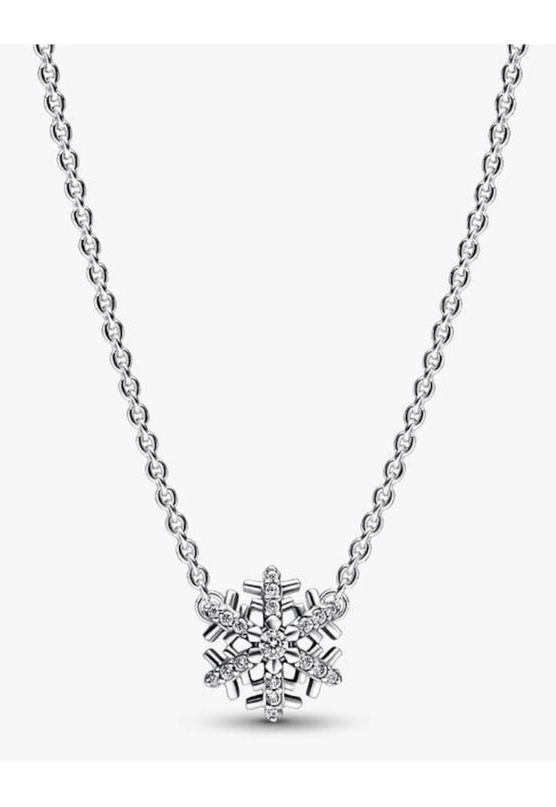 Colier cu pandantiv tip Fulg de nea Zirconiu si Argint 925 - 45cm