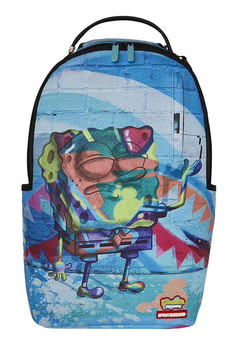 Rucsac cu Sponge Bob pictat - Verde/Portocaliu/Albastru