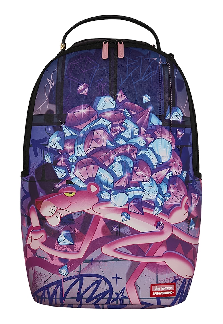 Rucsac din piele ecologica cu imprimeu Pink Panther - Violet/Roz/Albastru