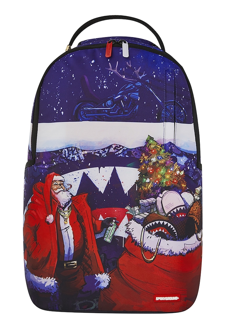 Rucsac unisex cu imprimeu de Craciun - Rosu/Alb/Albastru
