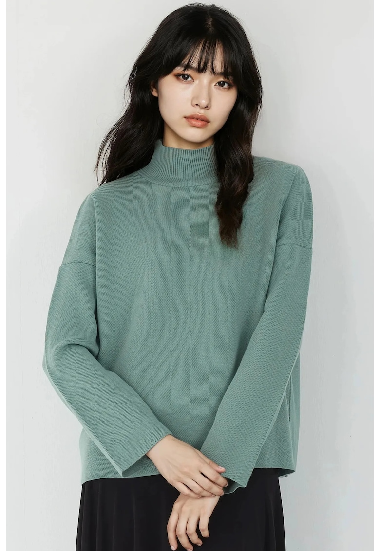 Pulover dama - supradimensionat - elastic - verde salvie - 100% acrilic -