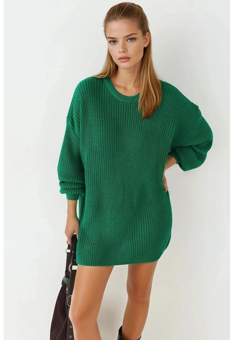 Pulover dama - oversized - verde - tricot - One Size