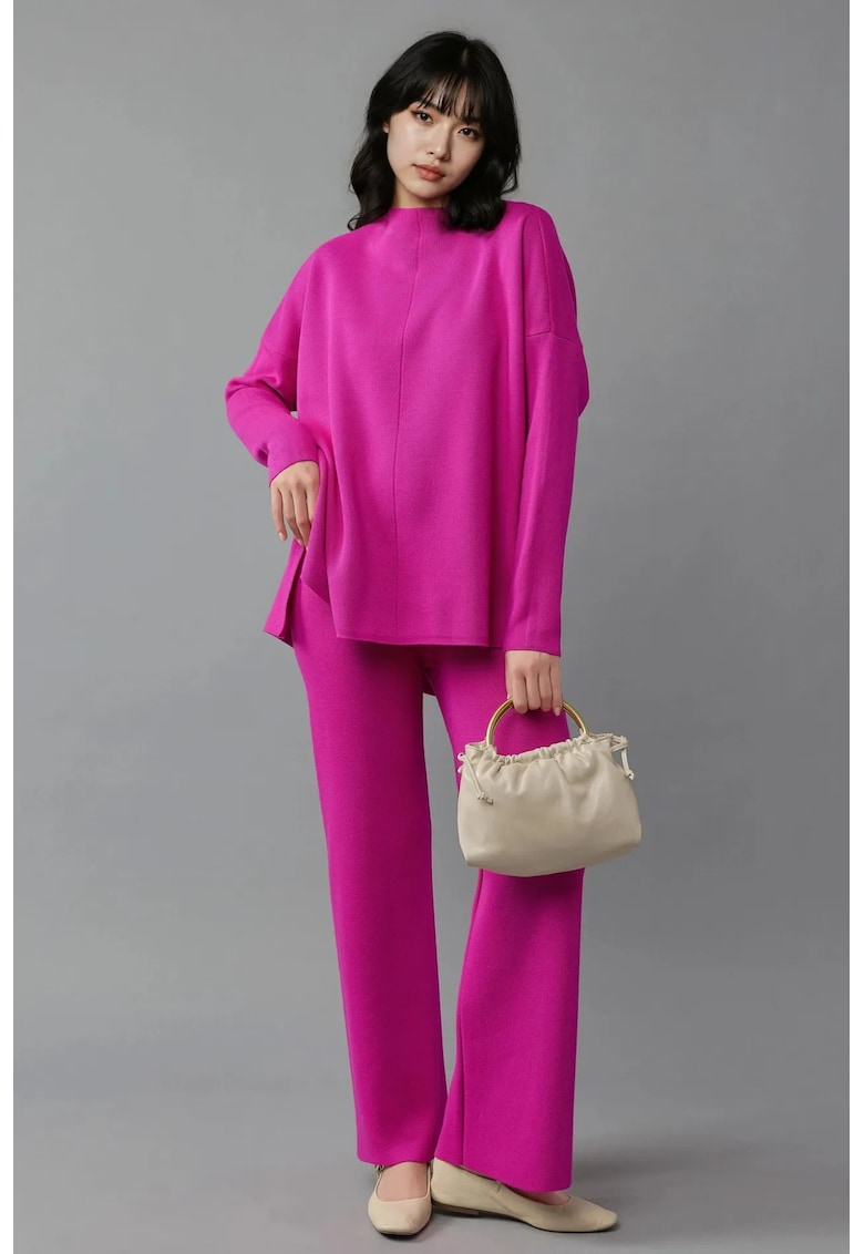 Set asortat tricot - pulover si pantaloni - magenta -