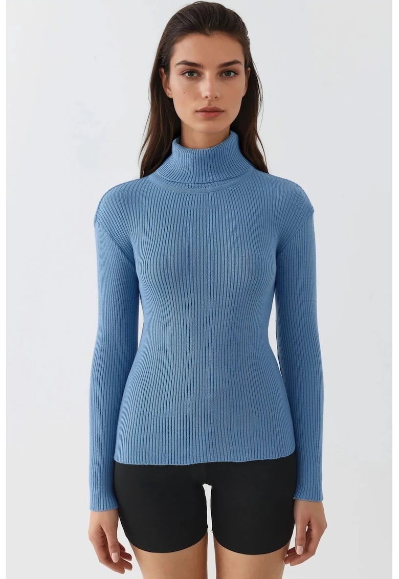 Pulover dama - mulat - albastru - tricot - One Size