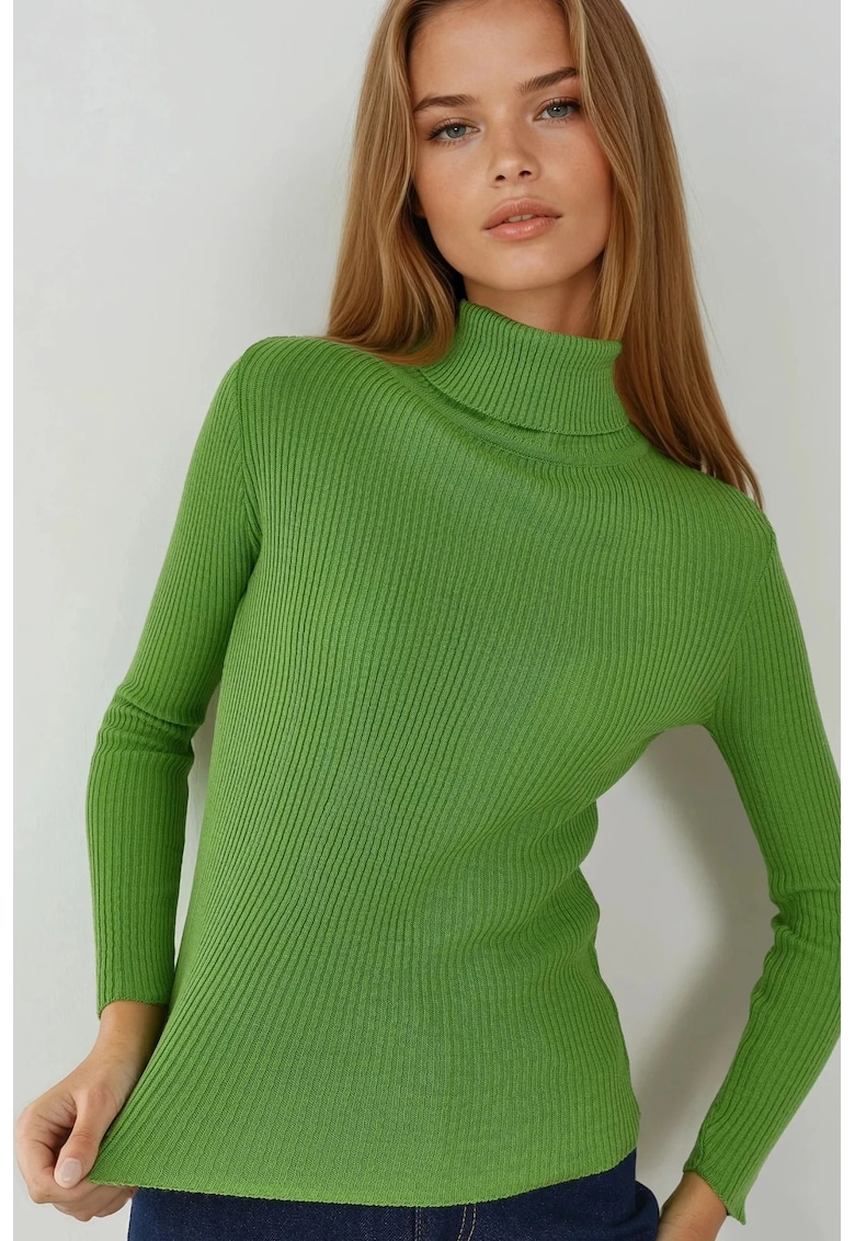 Pulover dama - mulat - texturat - verde - tricot - One Size