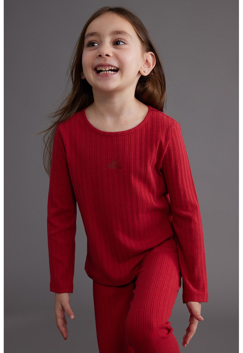 Bluza striata din amestec de bumbac - Maro cognac
