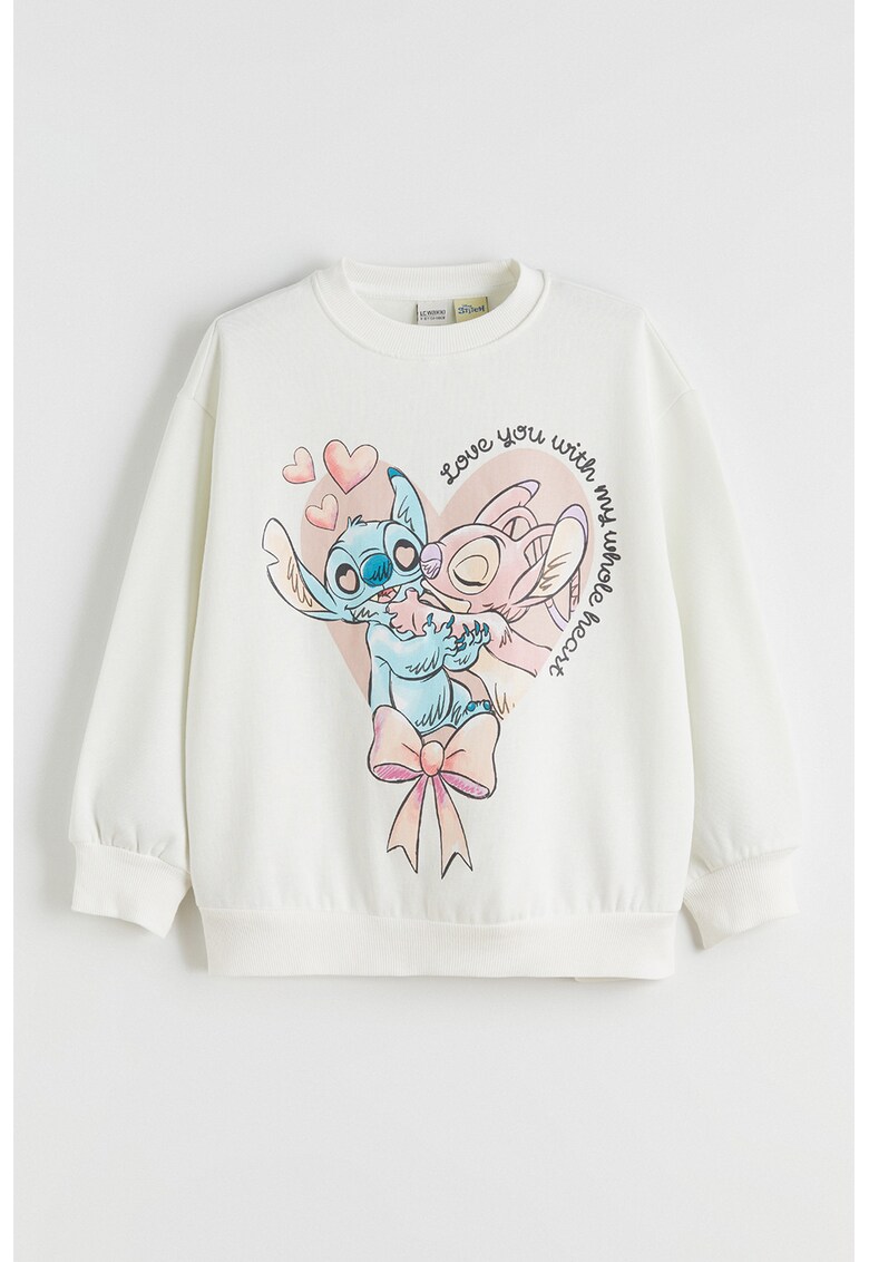 Bluza de trening cu imprimeu Stitch - Alb/Albastru/Roz