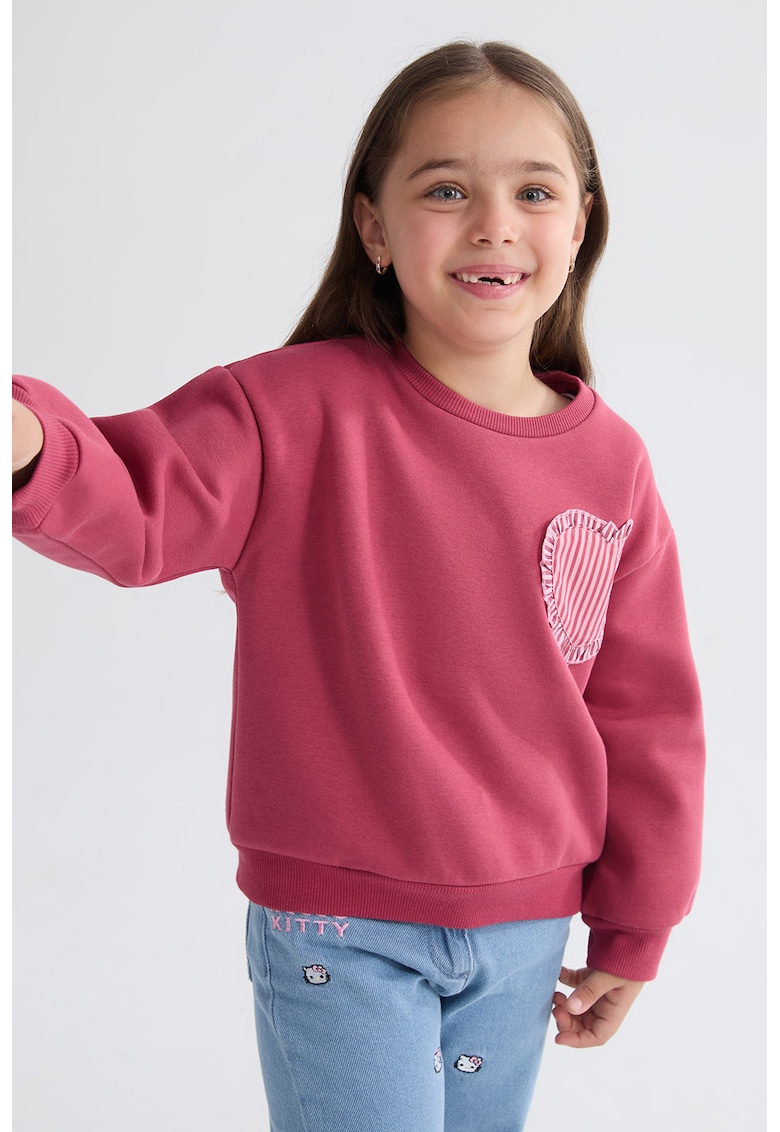 Bluza de trening cu croiala lejera si detaliu inima - Coral