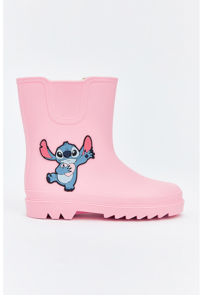 Cizme de plaoie cu imprimeu Stitch - Fucsia