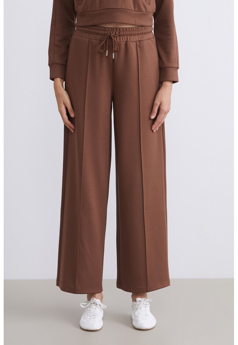 Pantaloni cu croiala ampla si talie ajustabila - Maro cognac