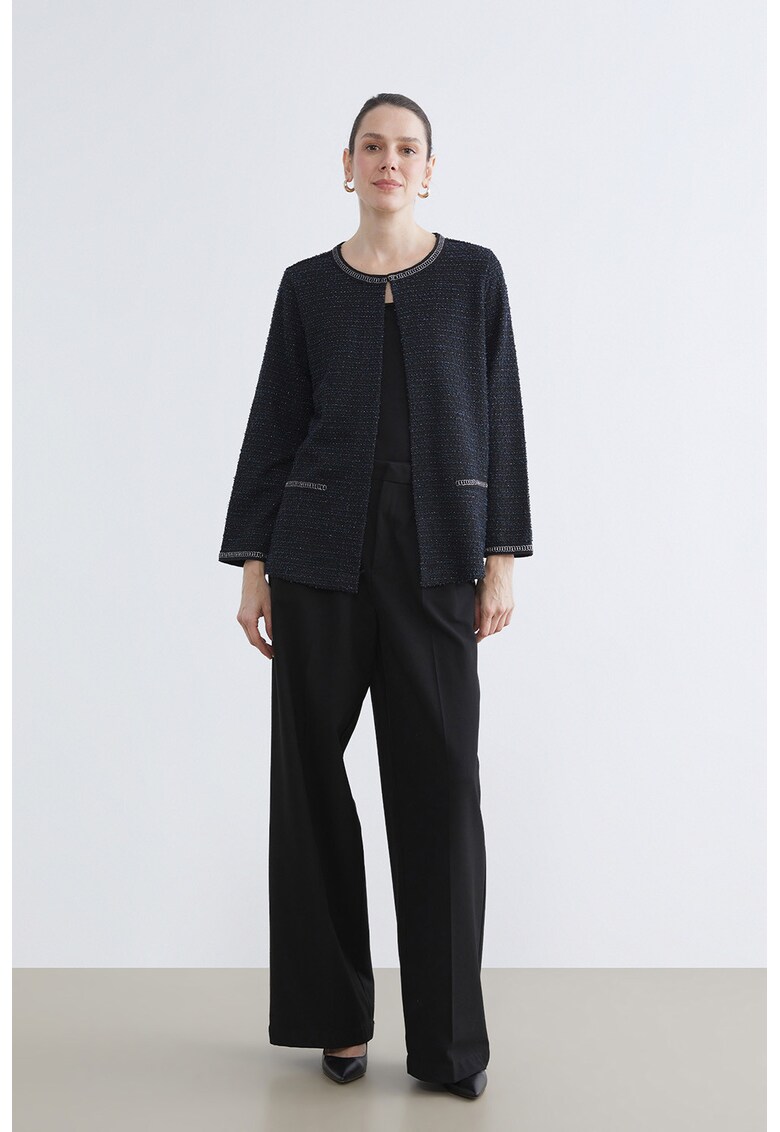 Cardigan cu terminatii contrastante - Bleumarin