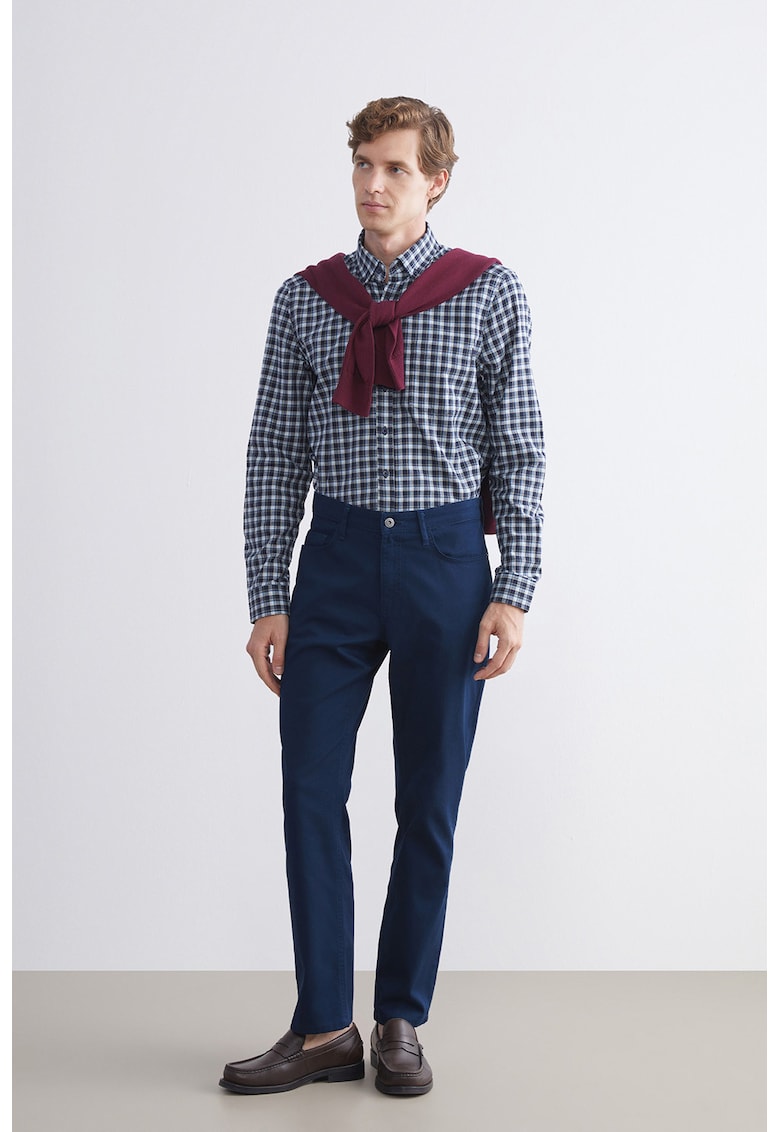 Pantalonici conici cu model uni - Bleumarin
