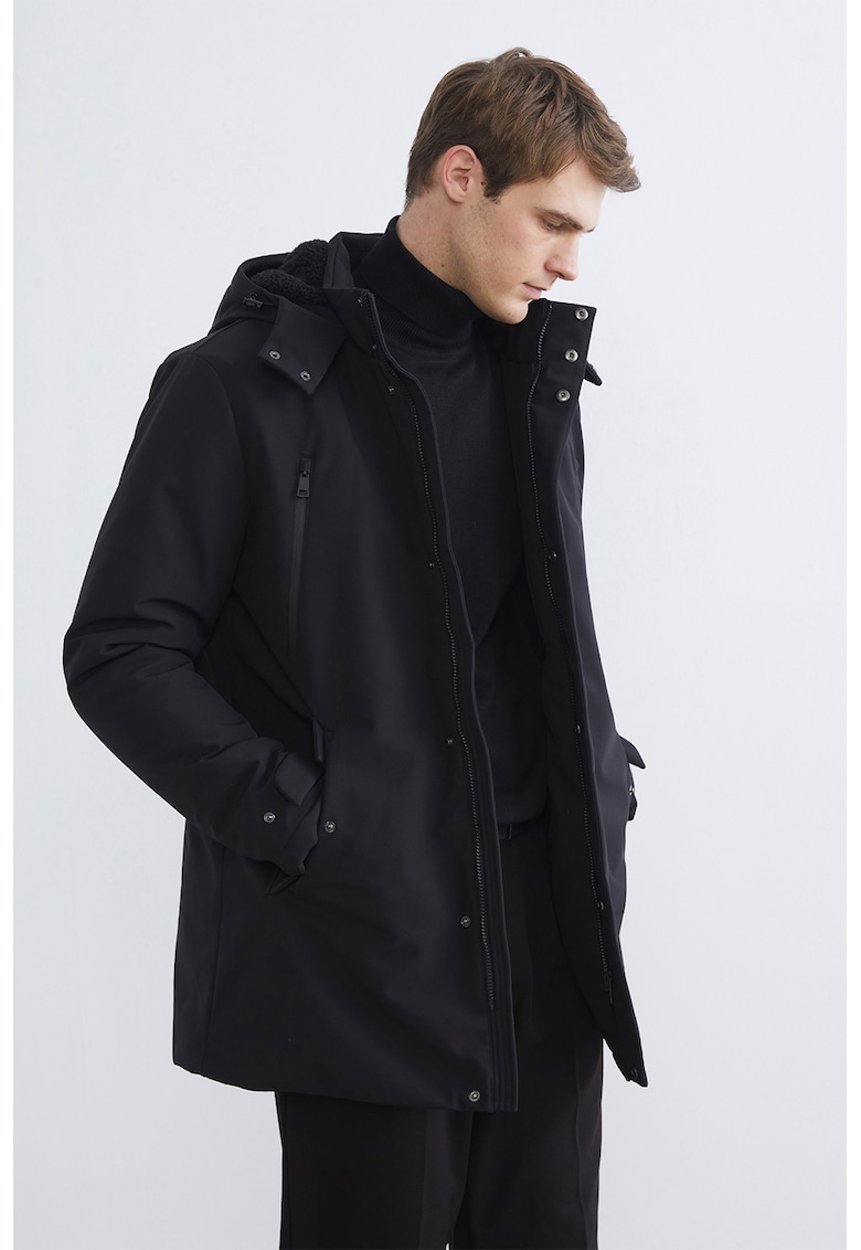Geaca parka cu gluga - Negru