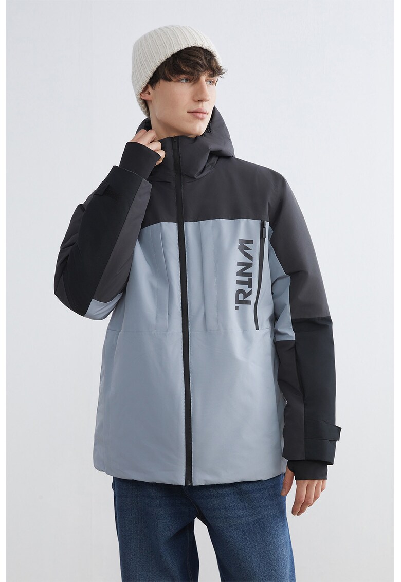 Jacheta cu buzunare cu fermoar pentru schi - Negru/Albastru glaciar/Gri antracit