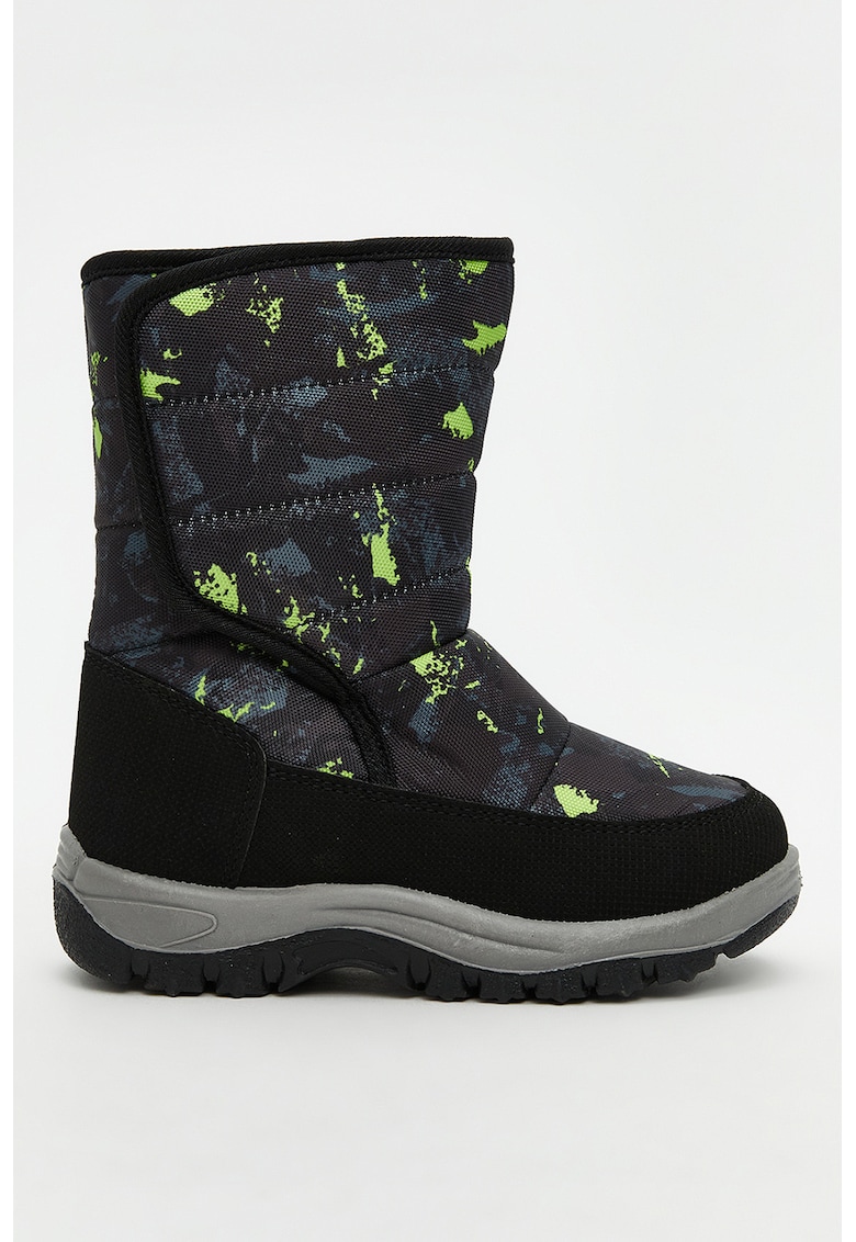 Ghete de zapada cu model - Negru/Albastru prafuit/Verde lime