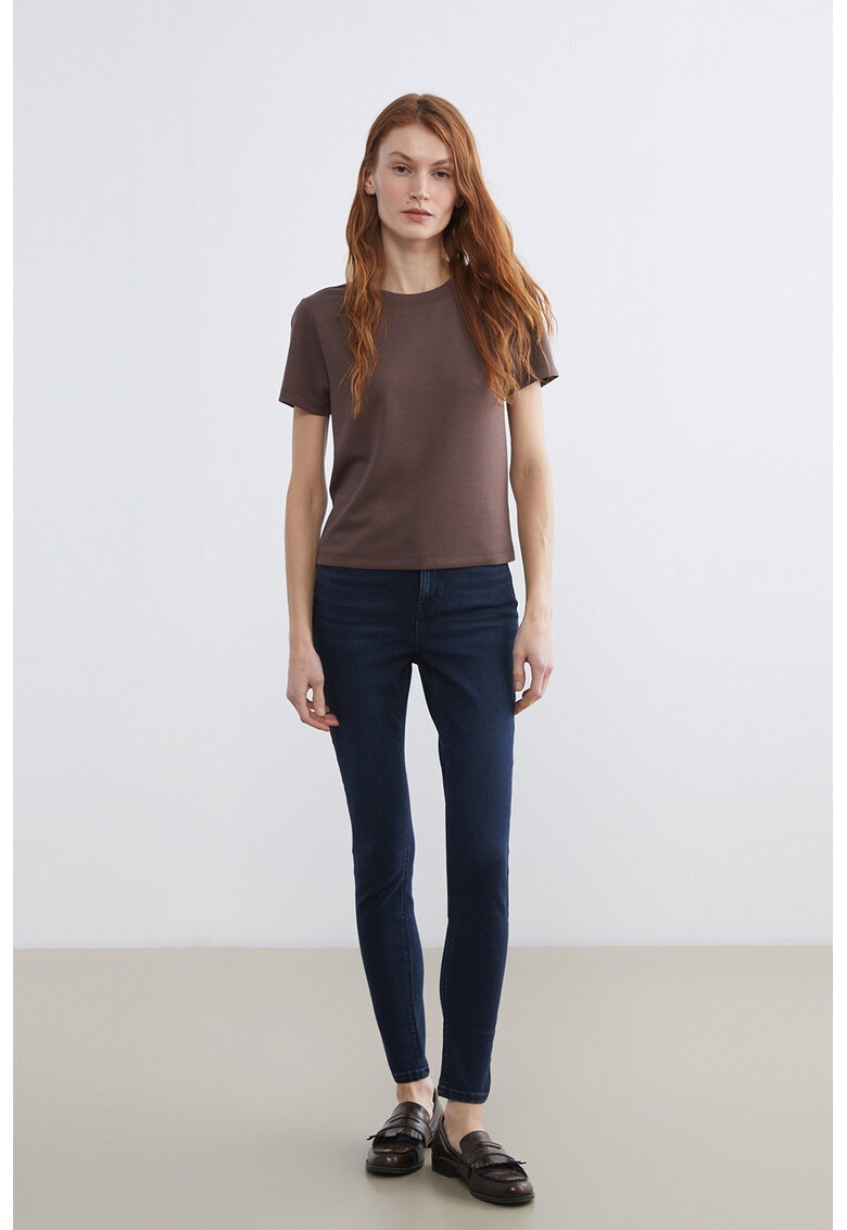 Blugi skinny cu talie medie - Bleumarin