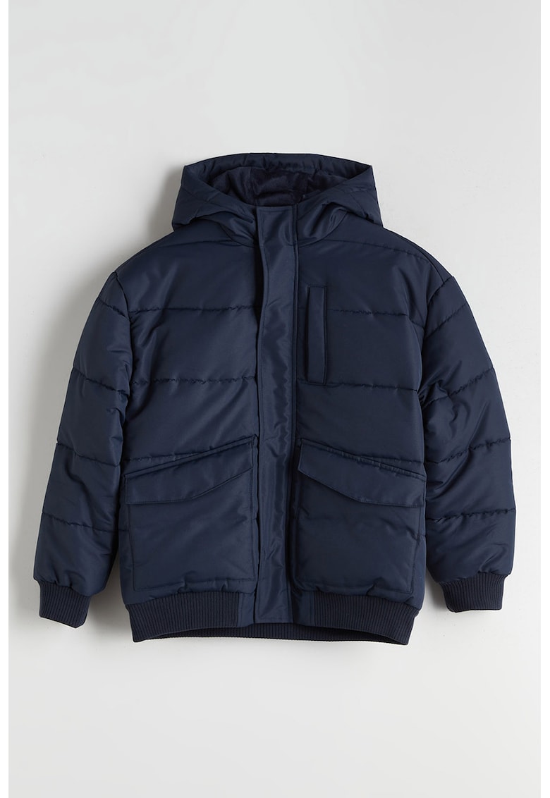 Jacheta scurta cu gluga - Bleumarin