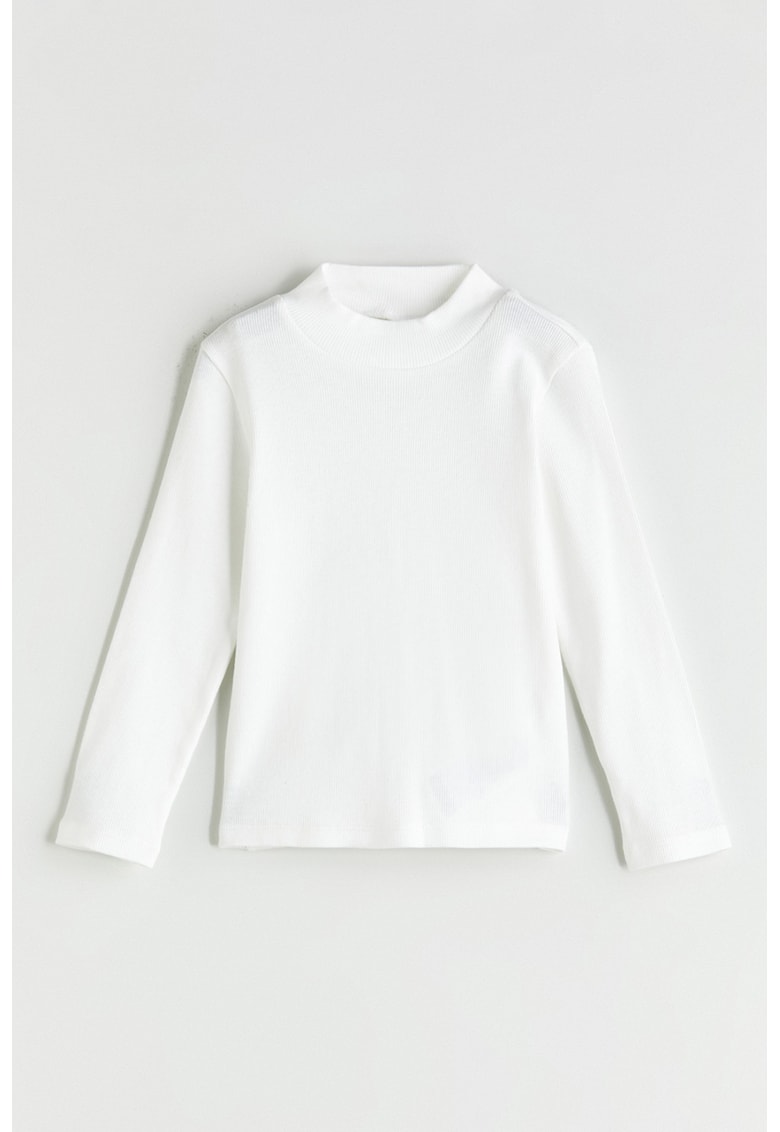 Bluza striata cu guler scurt - Alb