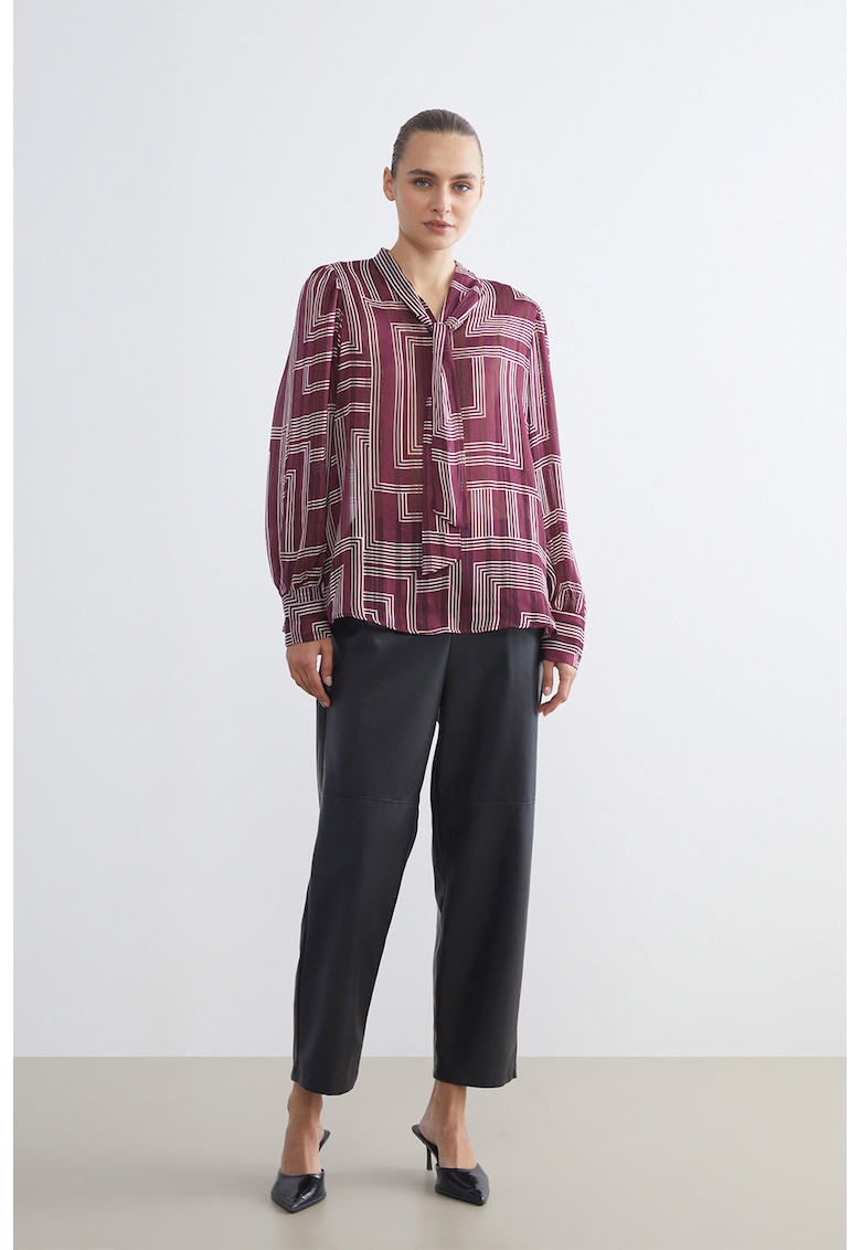 Pantaloni din piele ecologica cu croiala dreapta - Negru