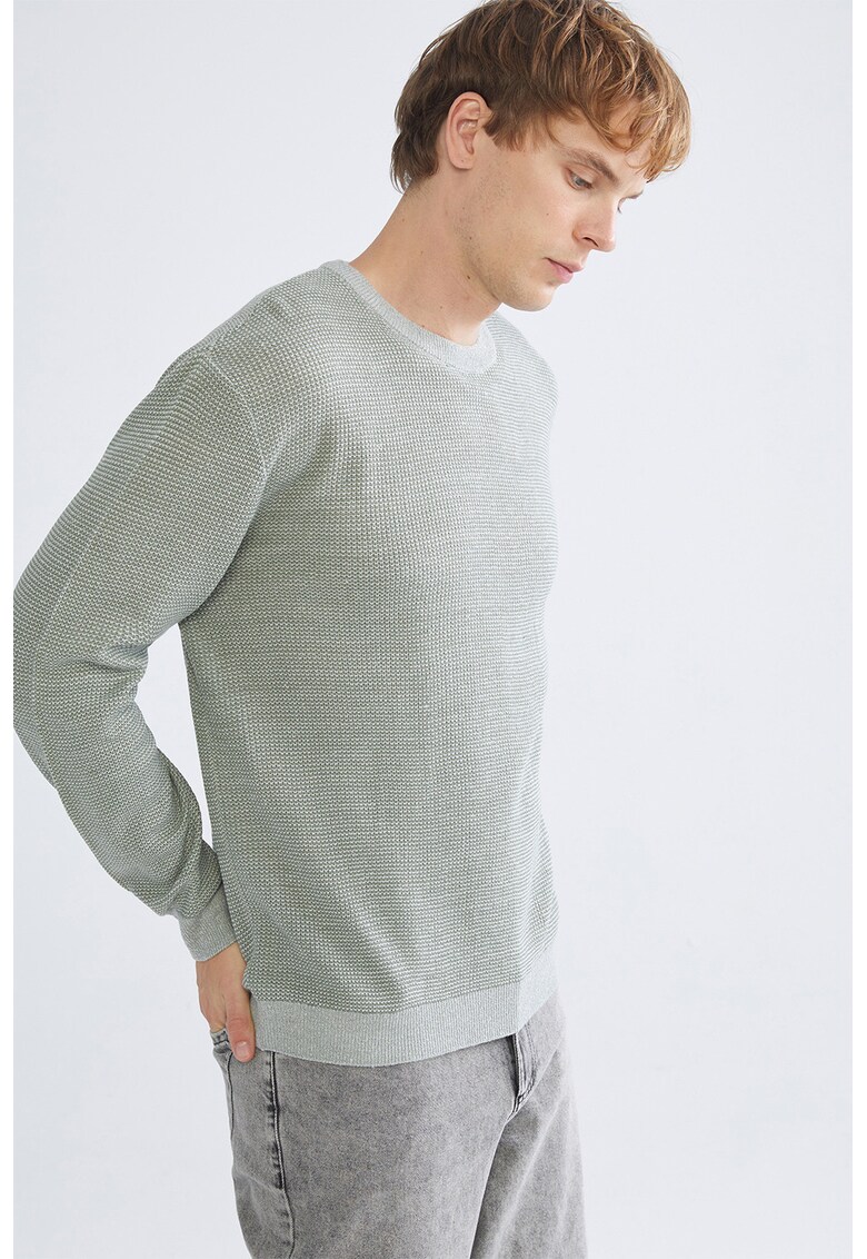 Pulover cu decolteu la baza gatului - Gri deschis melange