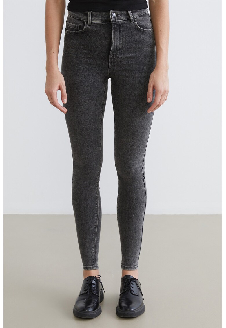 Blugi crop cu croiala skinny Jupiter - Gri inchis melange