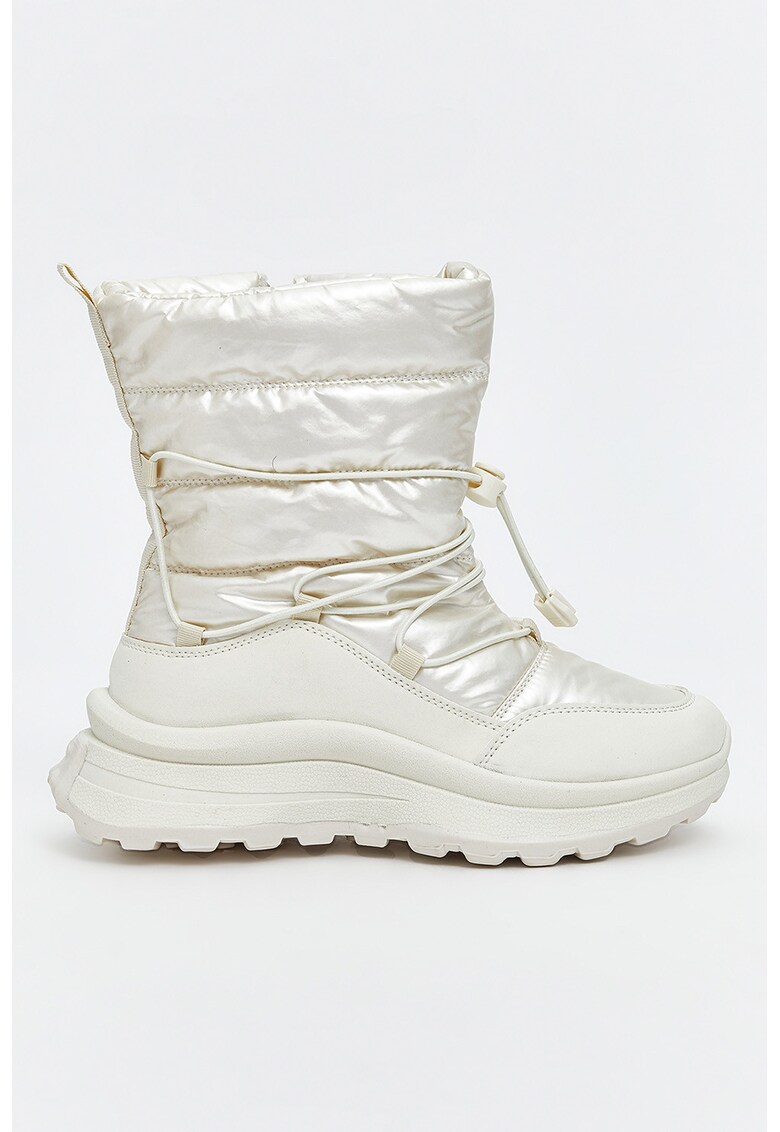 Ghete matlasate cu sireturi pentru zapada - Alb