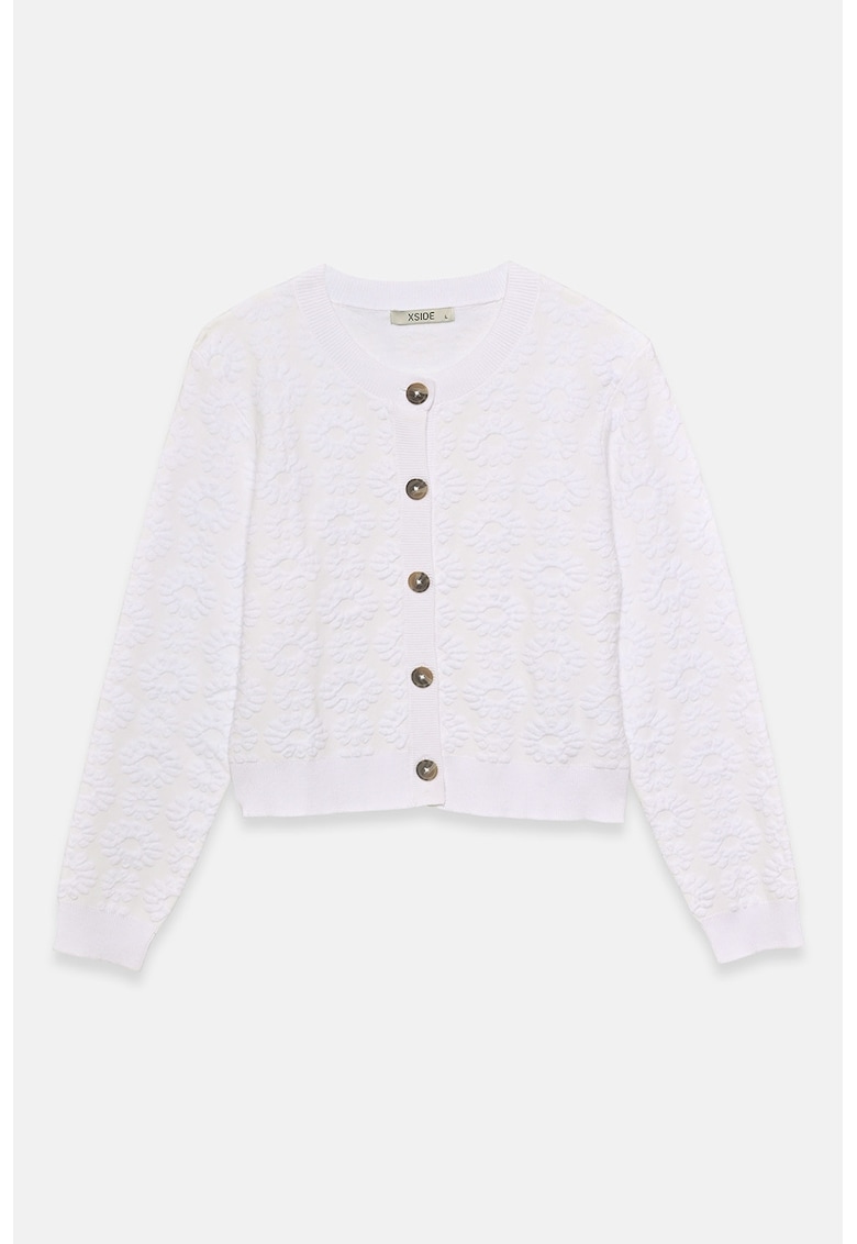 Cardigan slim fit cu model floral texturat - Lila pal