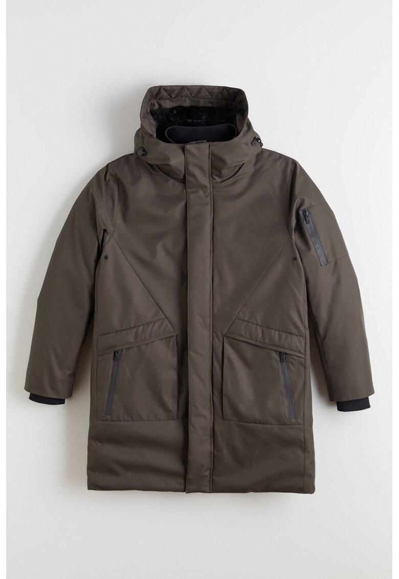 Geaca uni cu gluga - Maro inchis