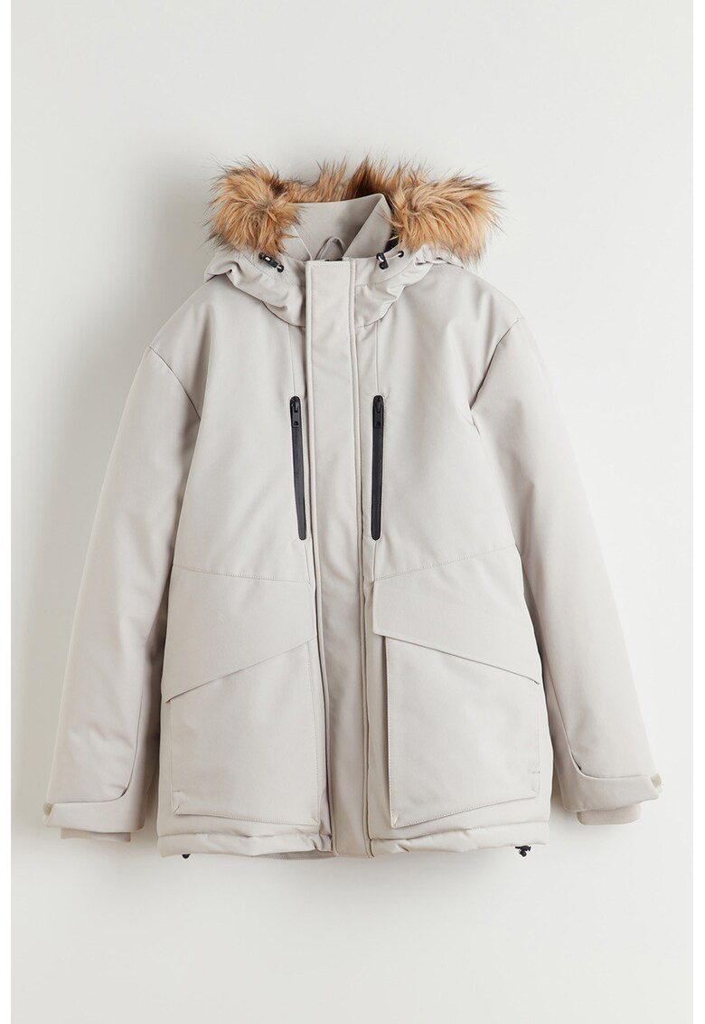 Geaca cu garnitura de blana sintetica - Alb