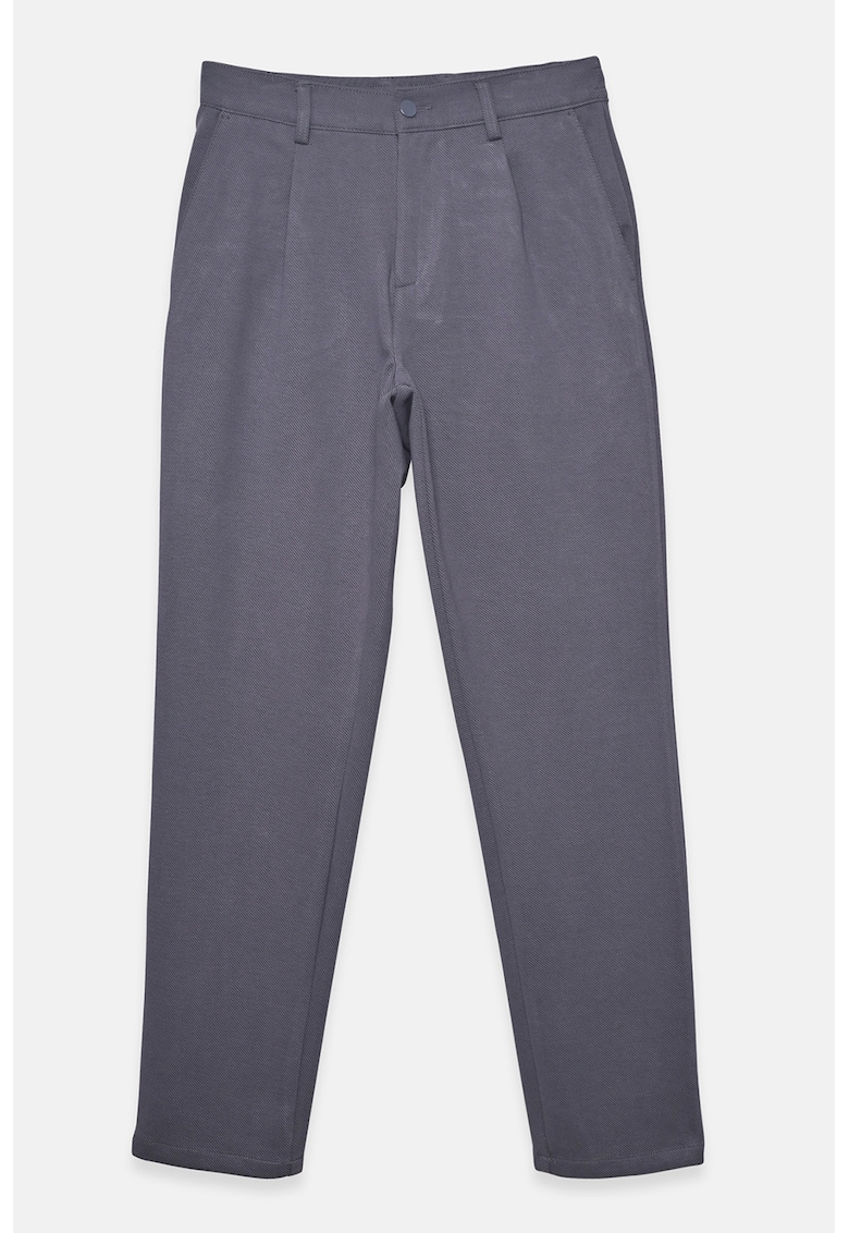 Pantaloni eleganti regular-fit cu aspect texturat - Violet prafuit